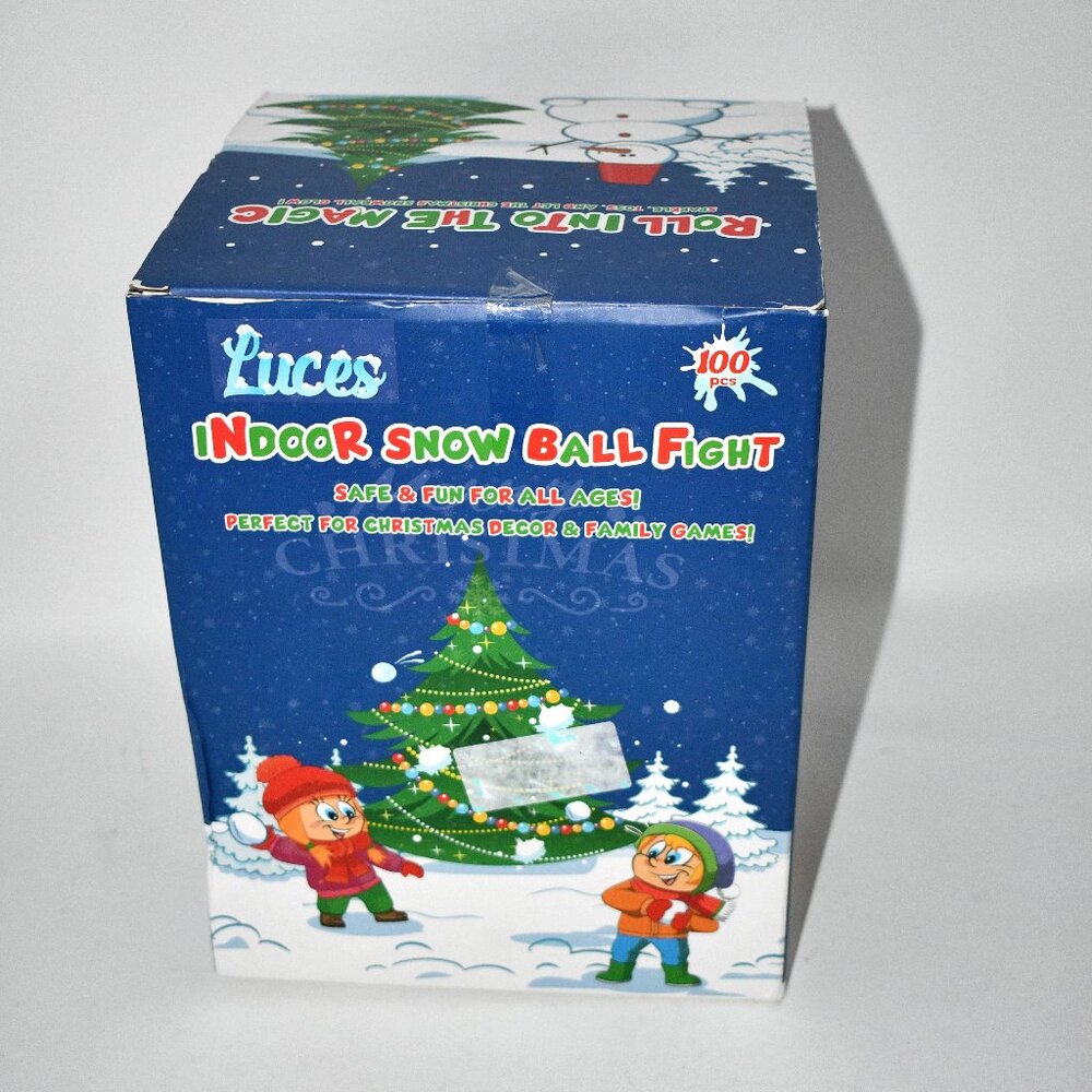 Luces 100 PCS Fake Snow Balls – Plush Indoor Snowball Fight Set, Soft Winter Gam